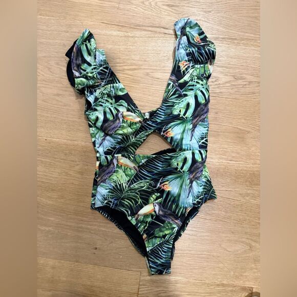 NWOT Tropical Print One-Piece Swimsuit - Picture 1 of 4